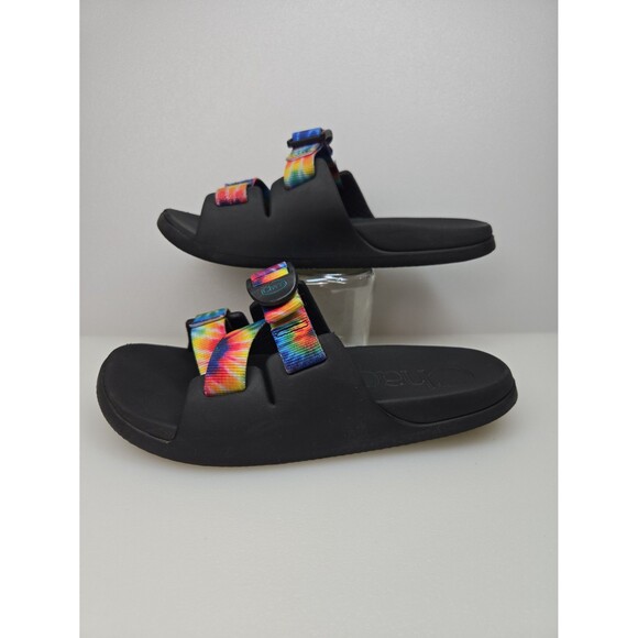Chaco Kid's Chillos Slide Slip-On Sandals Rainbow Tie Dye Kids Unisex Size K3 - Picture 2 of 12